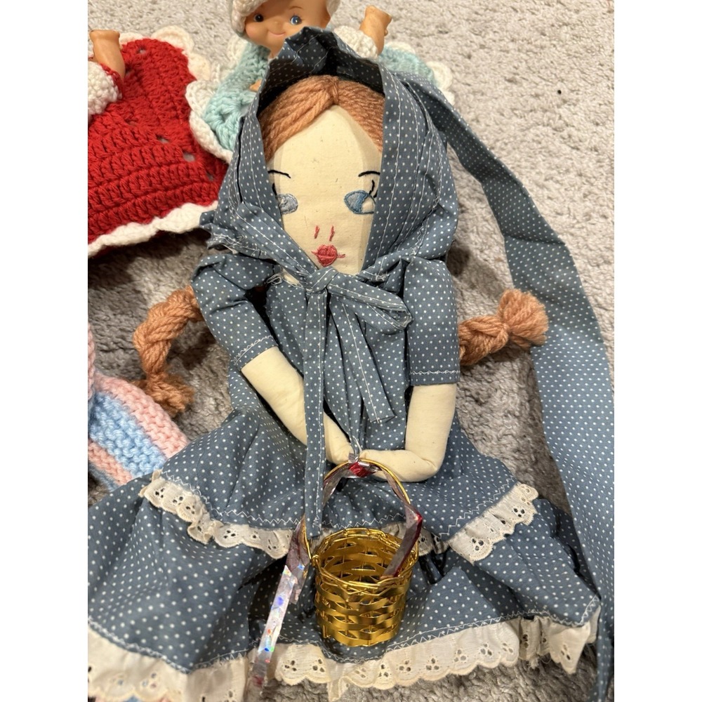 Vintage Rubber Face‎ Dolls Handmade Crocheted Baby Pillow  Cottagecore Whimsy - Picture 4 of 7